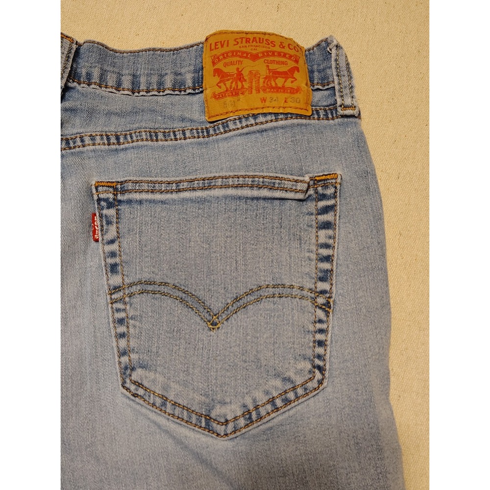 Levis 514‎ Straight Fit Mens Jeans Light Wash Denim W34 L30 Blue 00514-0986 S - Picture 7 of 8
